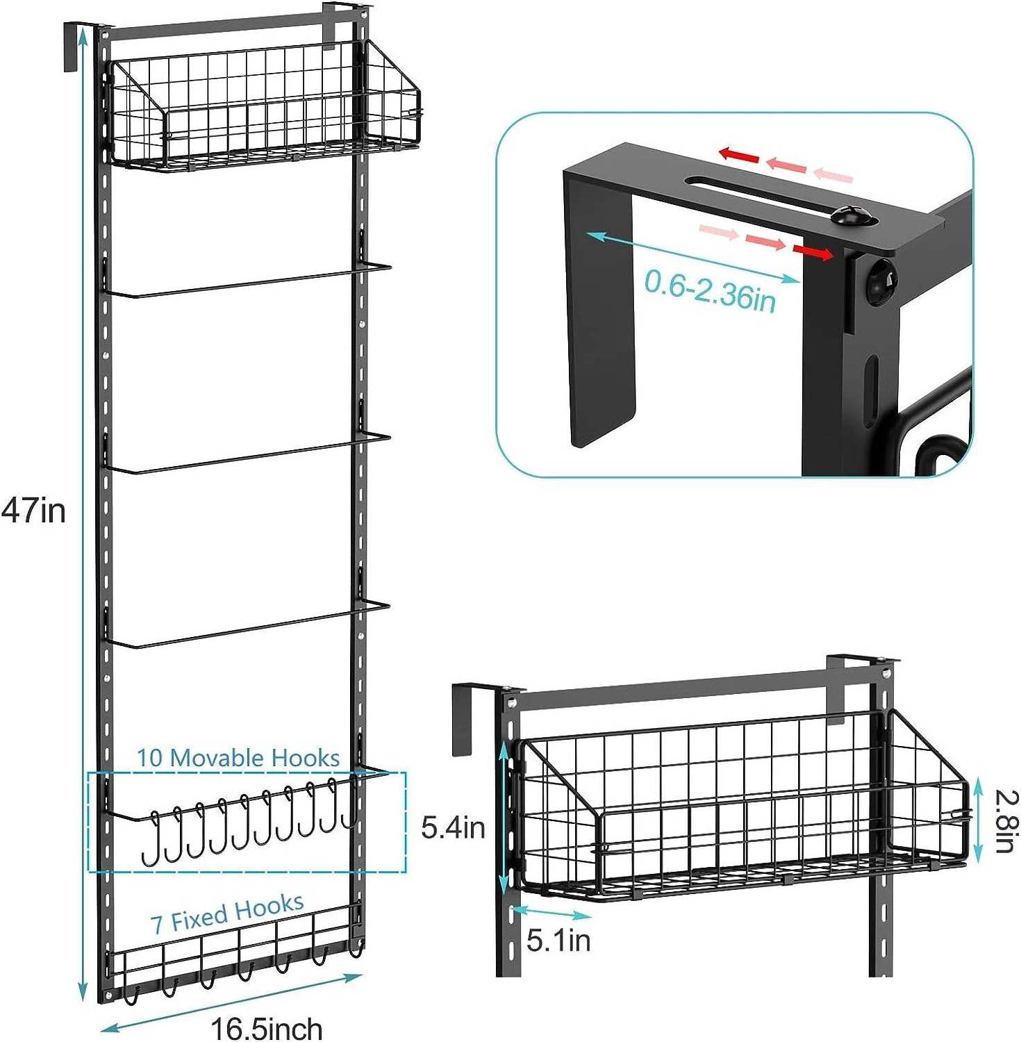 Metal Hat Racks  Over the Door Hat Organizer  Adjustable Tier Height Hat Hanger Storage