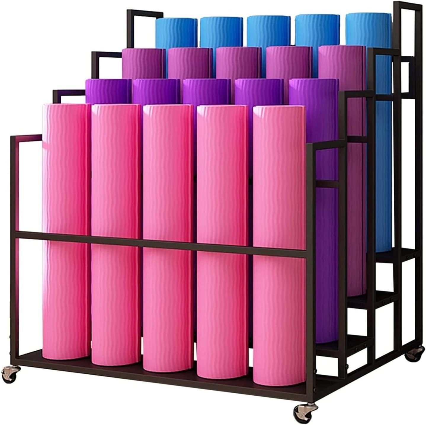 Large Capacity Yoga Mat Storage Rack, Hold 20 Mats, Metal Foam Roller Storage Organizer