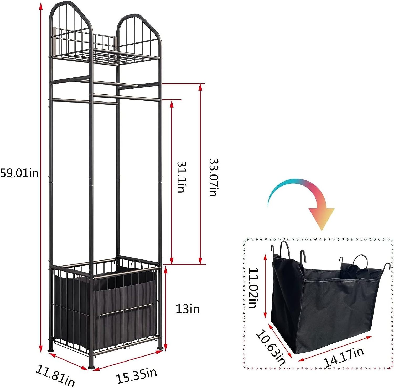 Towel Rack Holder Standing Bathroom Shelf Laundry Hamper Basket Metal Wire Storage Organizer