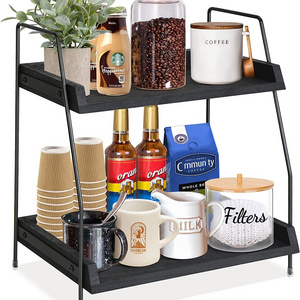 Coffee Bar Accessories and Organizer Countertop, Coffee Station Organizer 2 Tier Kitchen Counter Shelf Organizer