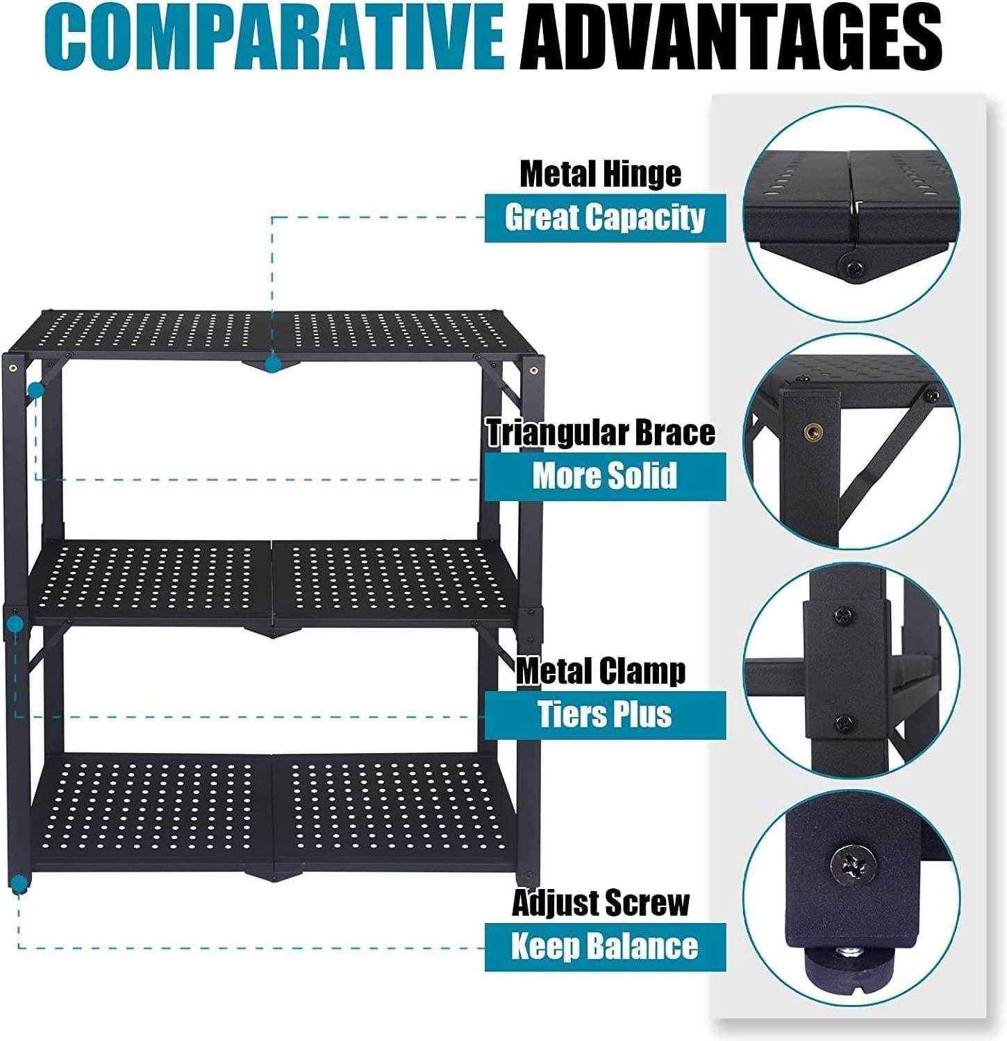 3-Tier Storage Rack Kitchen Garage Shelves Heavy Duty Metal Shelving with Wheels Utility Chromed Shelf Unit Wire Rack