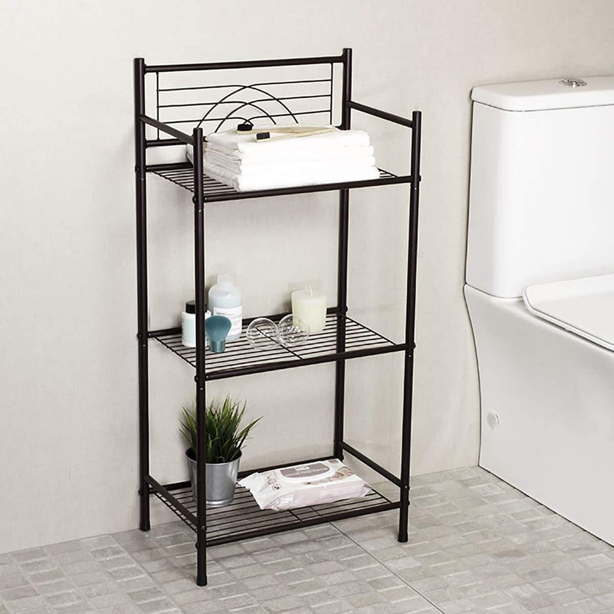 3-Tier Free Standing Wire Rack Durable Metal Shelving Storage Unit for Bathroom Laundry Kitchen Office