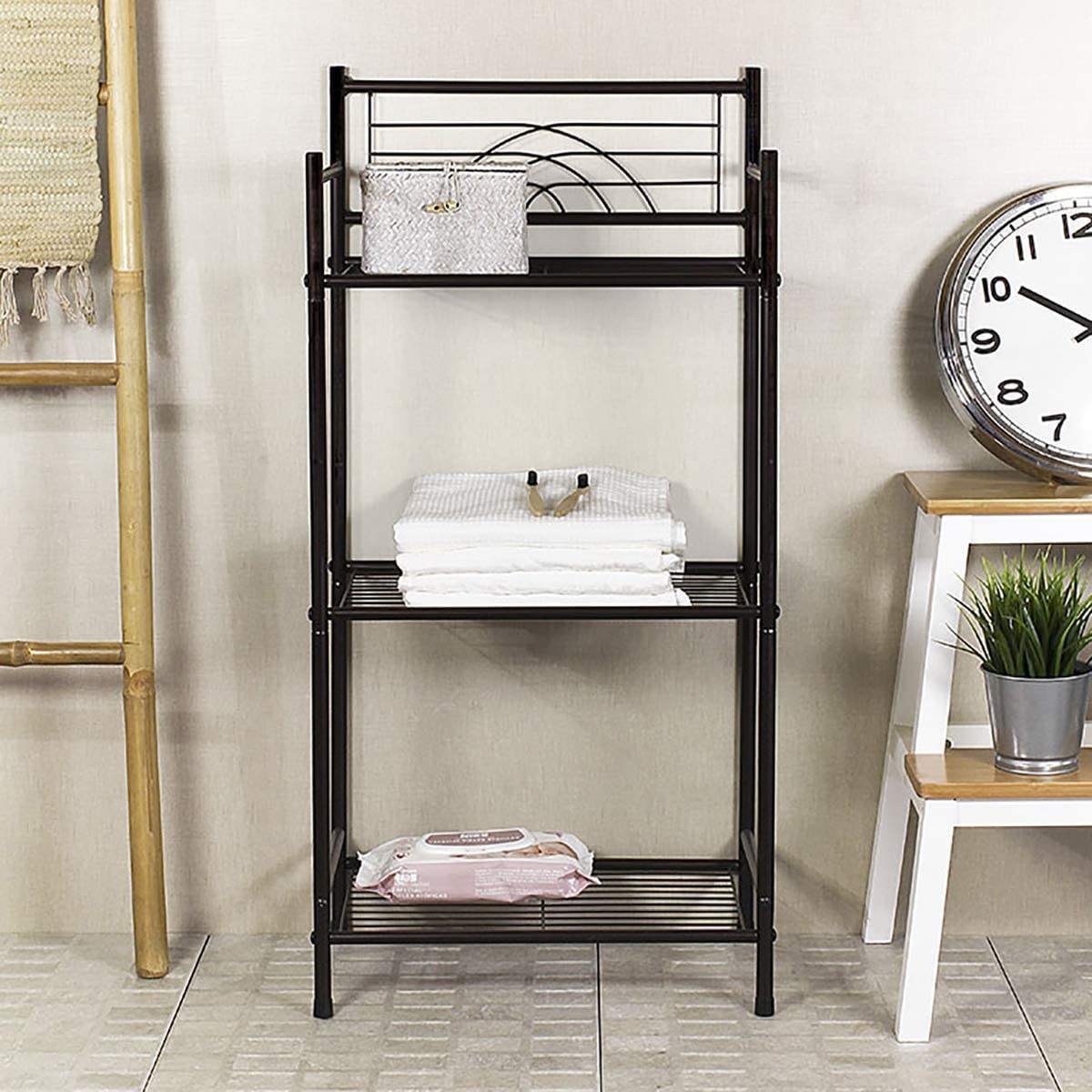 3-Tier Free Standing Wire Rack Durable Metal Shelving Storage Unit for Bathroom Laundry Kitchen Office