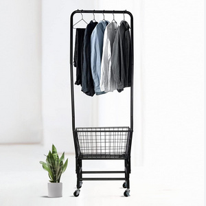 Laundry Cart With Hanging Rack, Laundry Butler Cart Rolling Laundry Rack Small Garment Rack