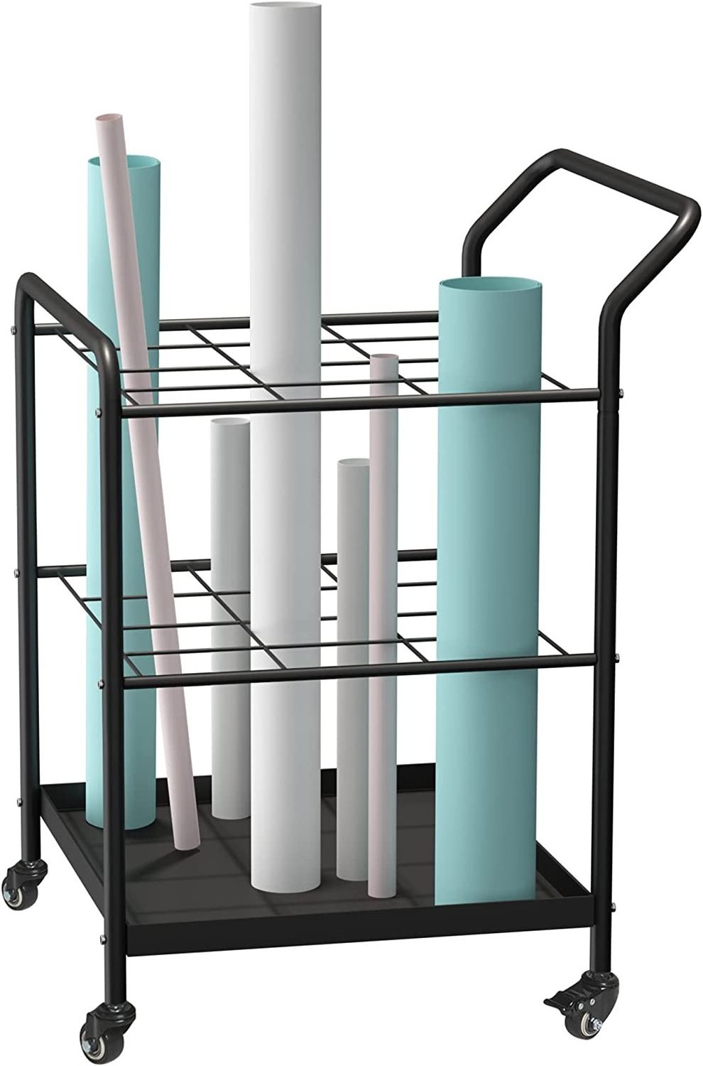 Blueprint Holder Blueprint Storage Rack, 12 Slots Roll File Holder with Wheels, Architectural Plan Storage Blueprint Rack