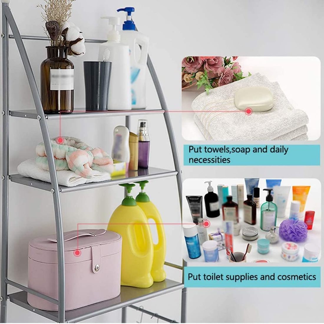 3-Tier Laundry Room Shelf Over The Toilet/Washing Machine Storage Rack