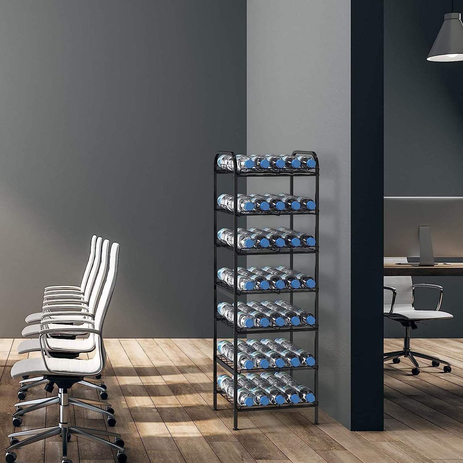 Water Bottle Organizer ,7 Tier Free Standing Metal Bottle Rack Holder, Stand Shelf for Kitchen Pantry Food Storage