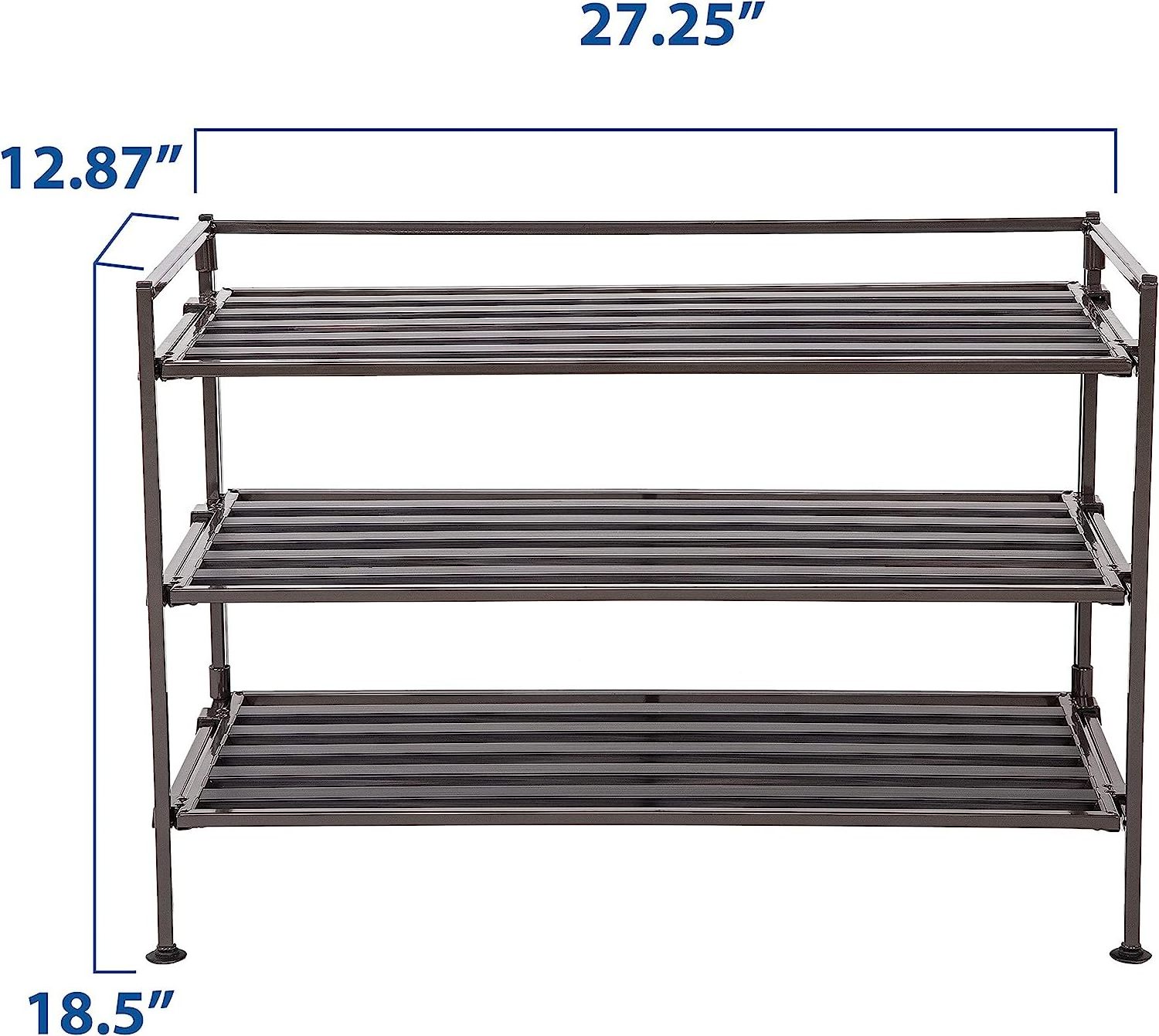 Sturdy Freestanding Storage Shelf for Bedroom, Closet, Entryway, Dorm Room Organizer, Stackable Durable Metal Shoe Rack