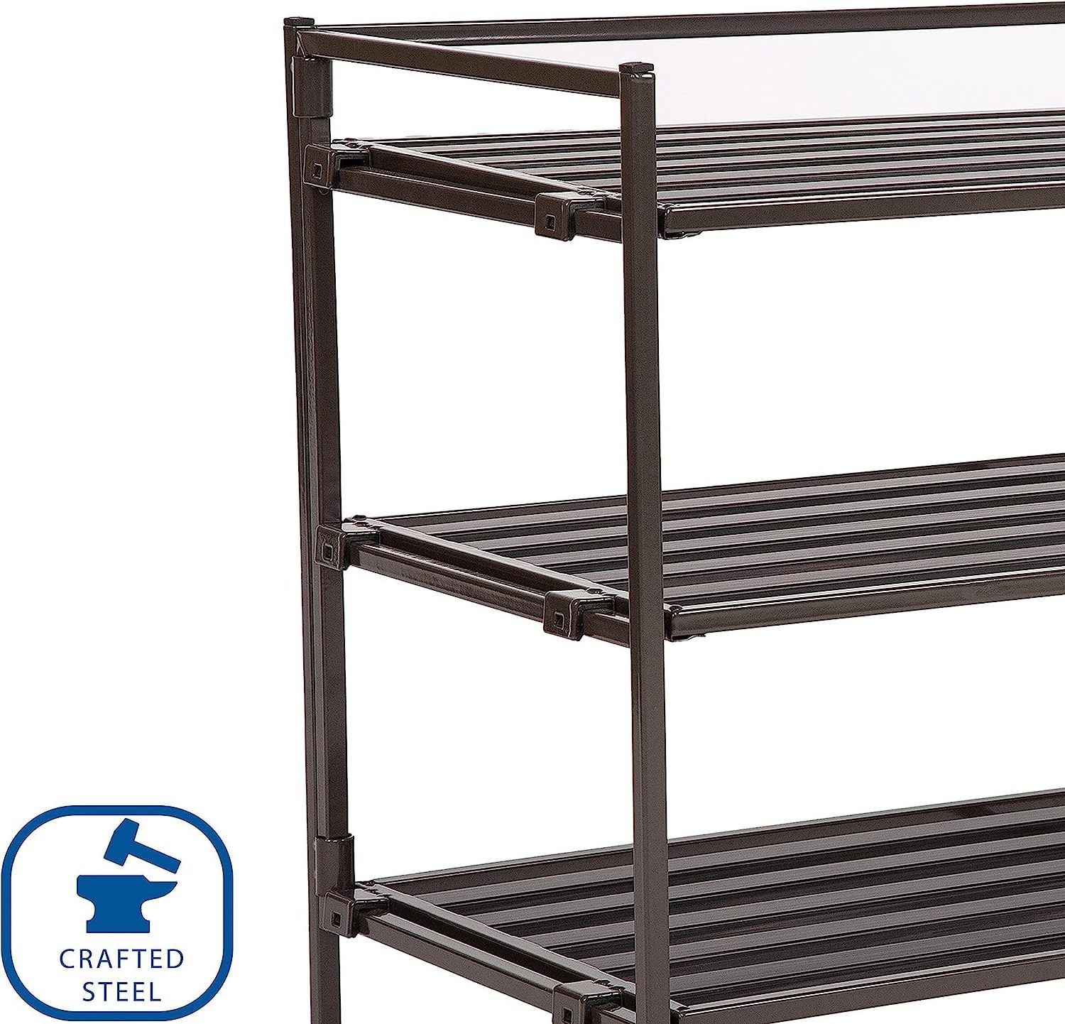 Sturdy Freestanding Storage Shelf for Bedroom, Closet, Entryway, Dorm Room Organizer, Stackable Durable Metal Shoe Rack