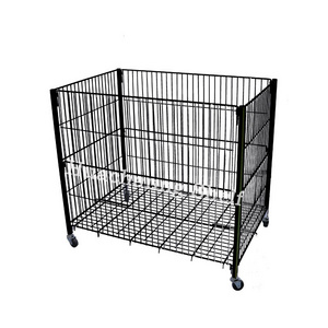 Made in China foldable metal clothes storage basket supermarket iron toy wire mesh promotion basket rack shoes display rack