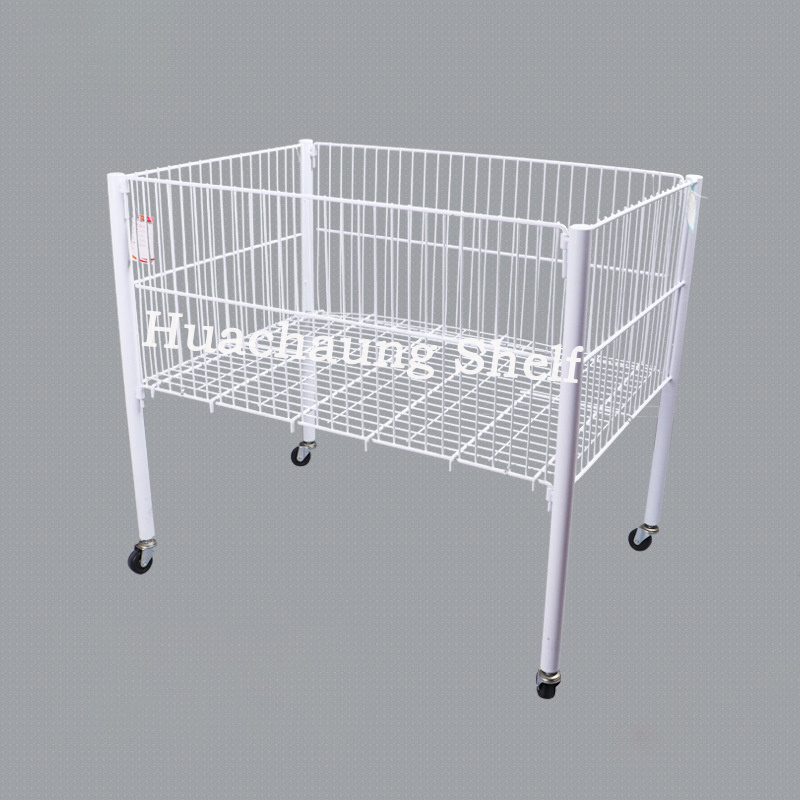 Made in China foldable metal clothes storage basket supermarket iron toy wire mesh promotion basket rack shoes display rack