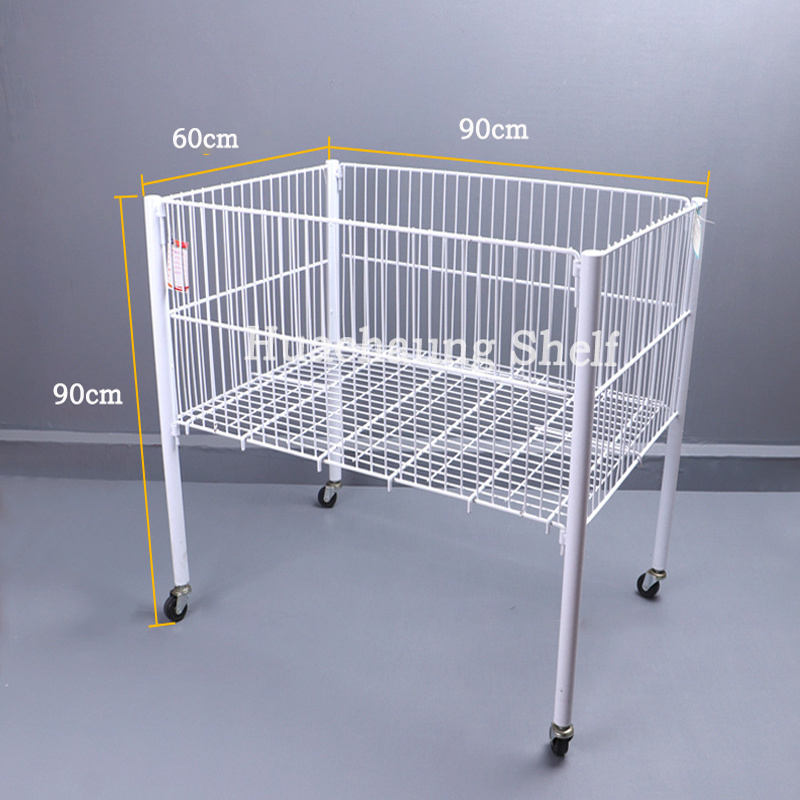 Made in China foldable metal clothes storage basket supermarket iron toy wire mesh promotion basket rack shoes display rack