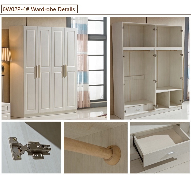 Four Door Girls Wardrobe Closet White Korean Furniture Design