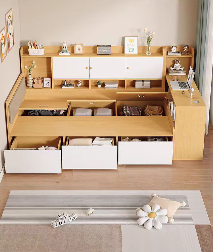 Tatami Modern Single Furniture Children Kids House Cheap Box Design Bedroom Wooden Combination Storage Bed