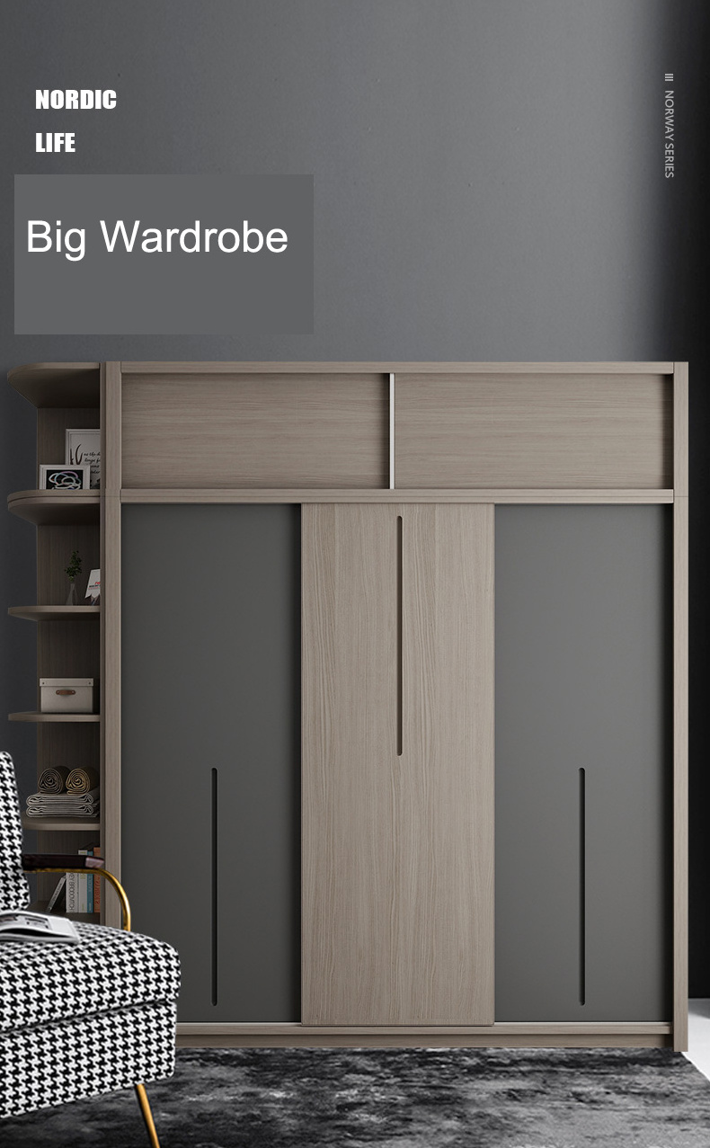 Customized Clothes Modern Design Bedroom Furniture  Closet Sliding Door Clothes Wooden Wardrobe Cabinet