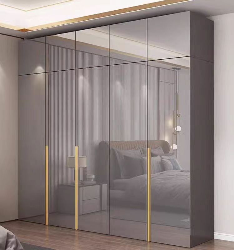 High Gloss Design Minimalist Custom 3 Door Furniture Organizer Wooden Clothes Modern Wardrobes Bedroom Closet