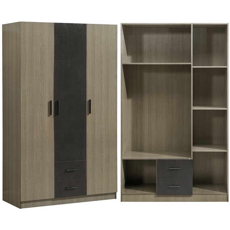 3 Door Small Dormitory Room Wardrobe Designs Bedroom Walnut Wardrobe