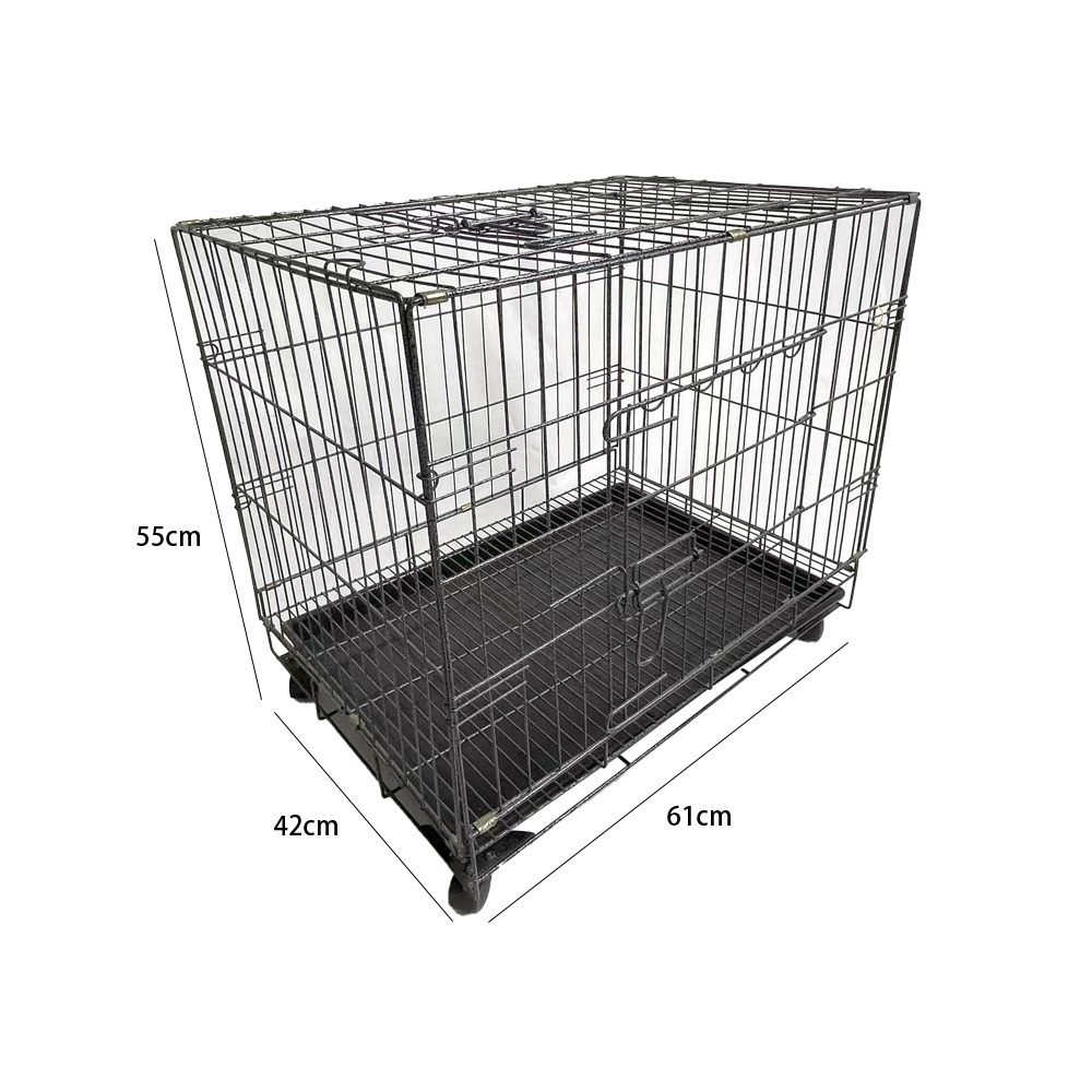 HC-D3375-AVeterinary Stackable Silver Dog Crate Stainless Steel Dog Crate Puppy Crate with Try Large