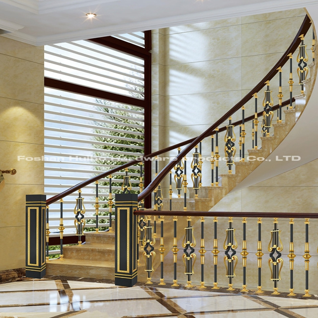 Hot Sale Golden Classical Design Aluminum Baluster For Staircase Railing For Indoor Decorative