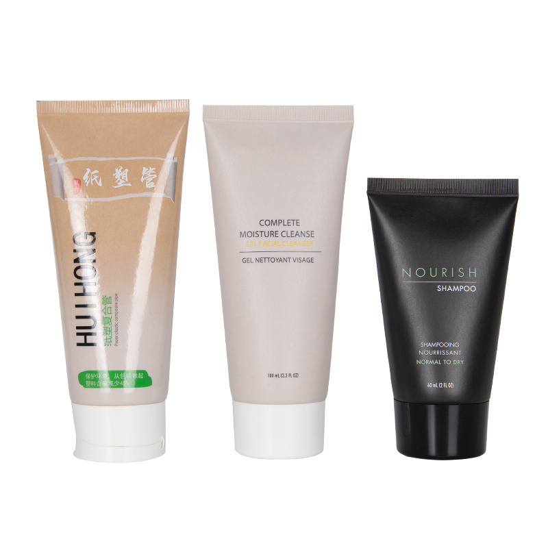 Plastic Body Lotion Hand Cream Cosmetic Soft Tube Biodegradable Squeeze Tubes Packaging Recyclable 50% Paper Customized Hh-lc079