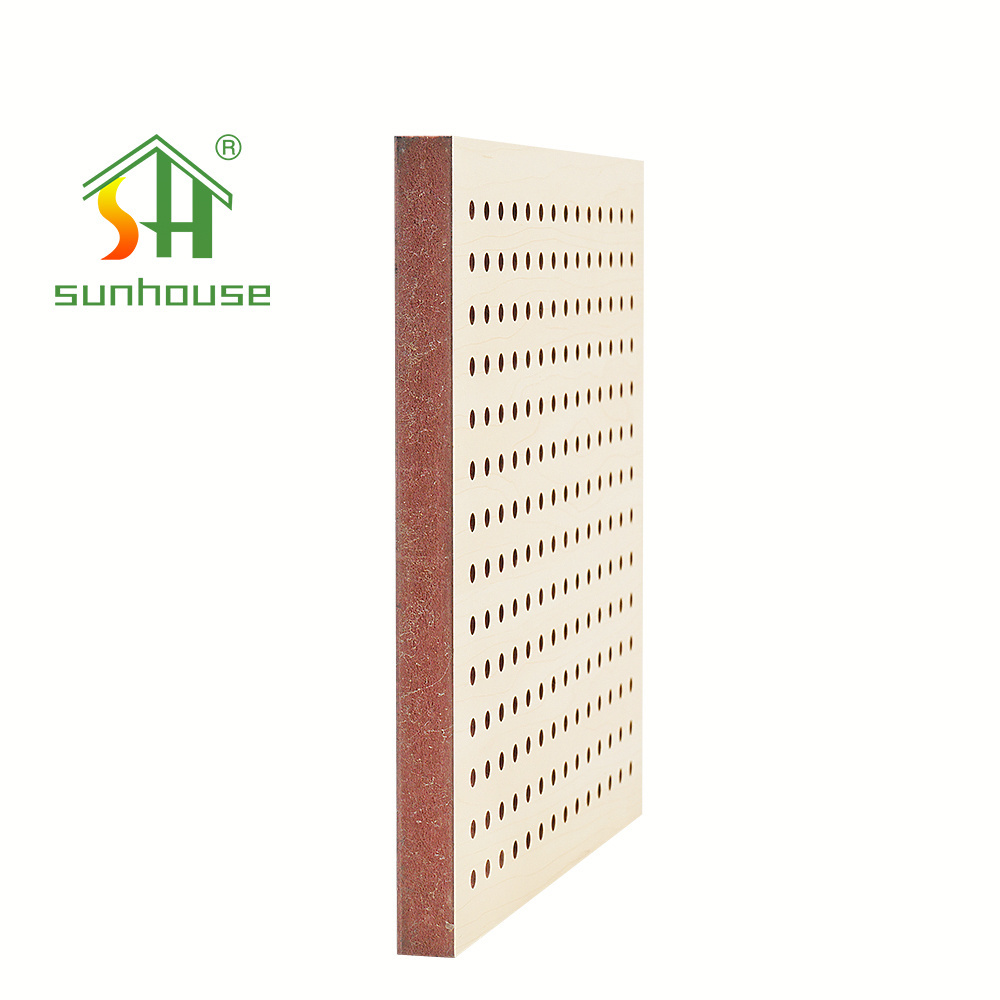 Sunhouse High Quality Natural Veneer Wooden Polyester Oak Akupanel Offices Wooden Perforated Soundproof Panel