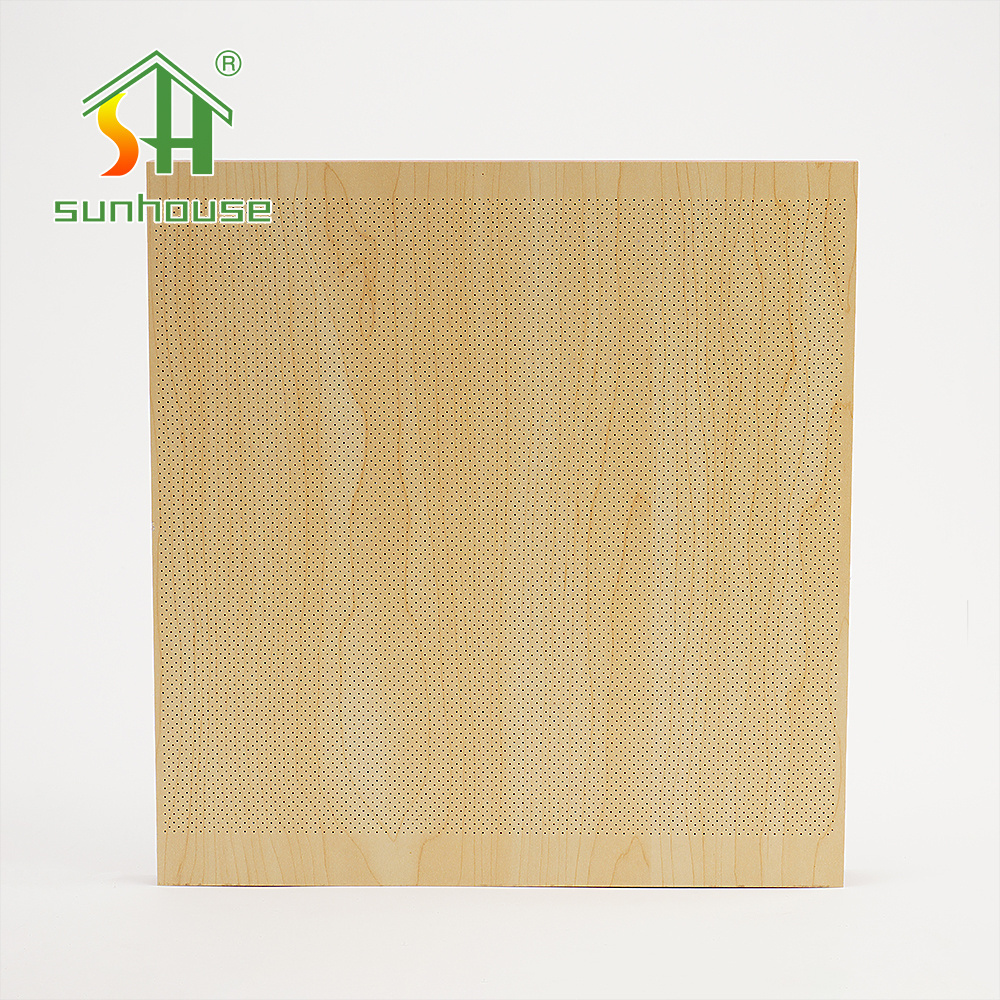 Sunhouse High Quality Natural Veneer Wooden Polyester Oak Akupanel Offices Wooden Perforated Soundproof Panel