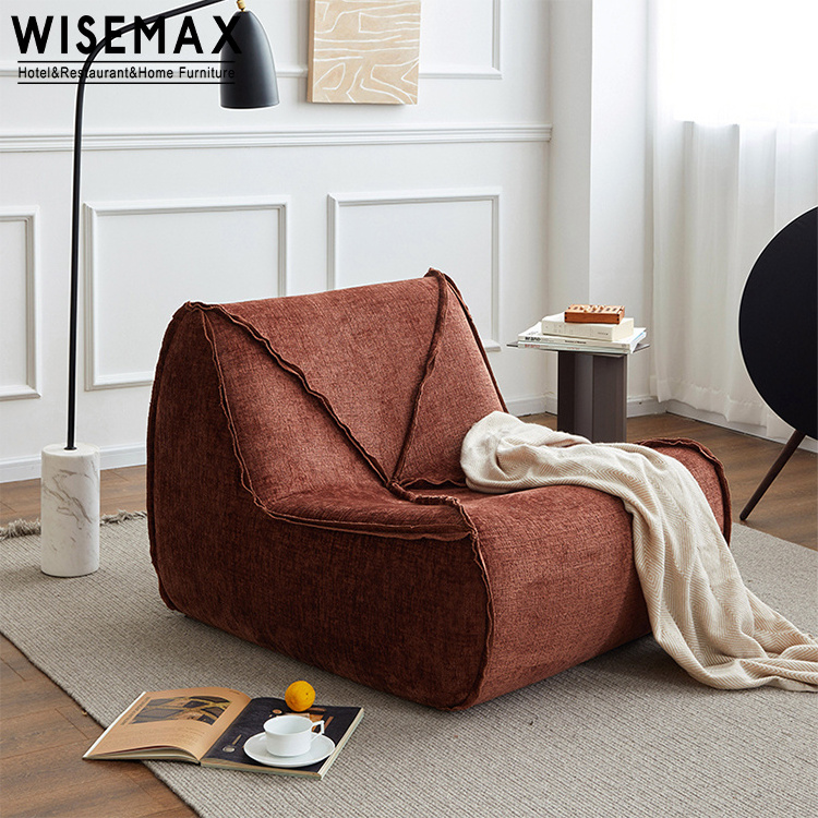 WISEMAX FURNITURE modern apartment living room sofas couch small leisure single accent chair with ottoman floor lazy bean bag