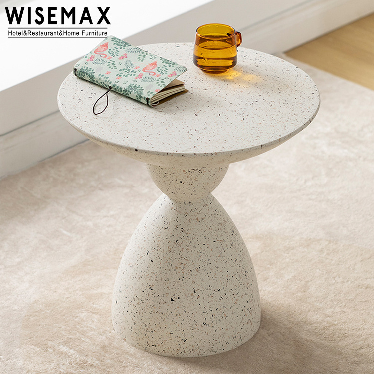 WISEMAX FURNITURE Factory wholesale round marble coffee table living room sofa corner side table white stone cafe table