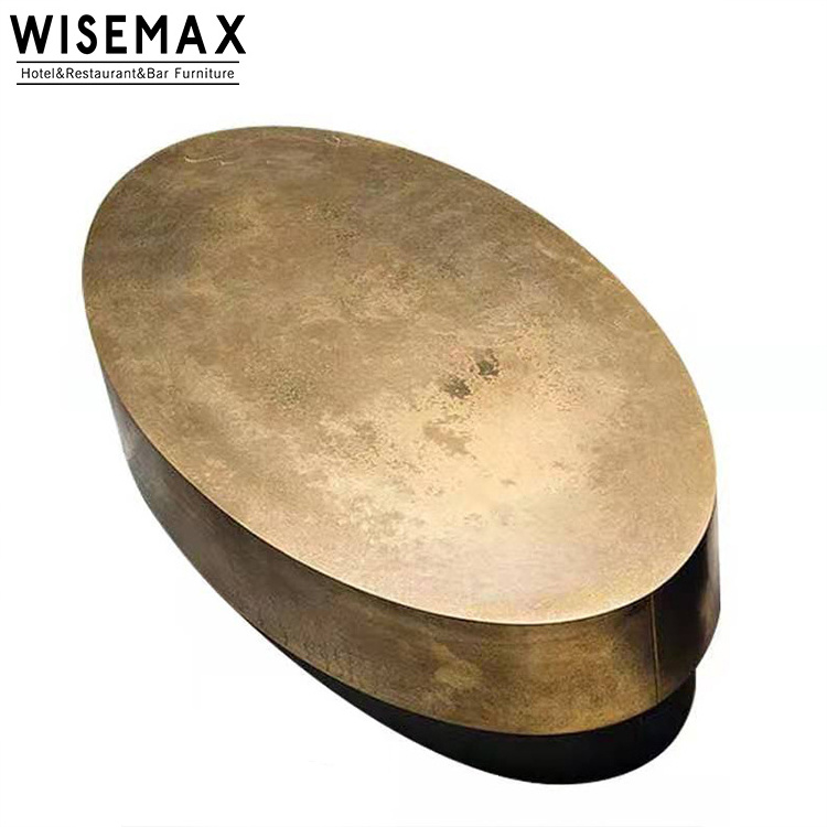 Light Luxury Modern Center Table Nordic Style Living Room Gold Stainless Steel Oval Coffee Table Side Table For Sale