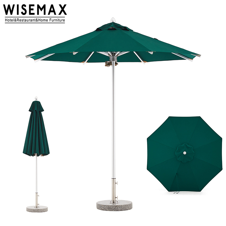 WISEMAX FURNITURE Customized Waterproof Aluminum Frame Patio Outdoor Rain parasol Beach Umbrella Half  round market Umbrella