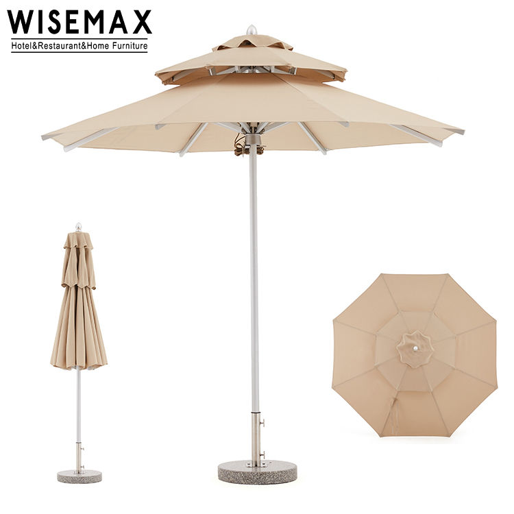 WISEMAX FURNITURE Customized Waterproof Aluminum Frame Patio Outdoor Rain parasol Beach Umbrella Half  round market Umbrella