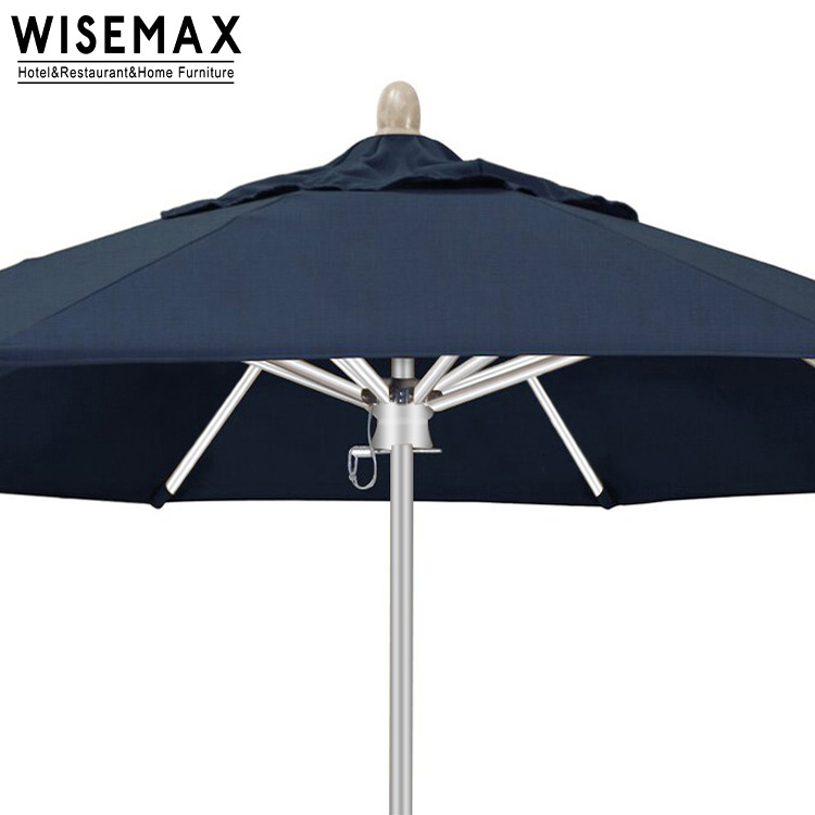 WISEMAX FURNITURE Customized Waterproof Aluminum Frame Patio Outdoor Rain parasol Beach Umbrella Half  round market Umbrella