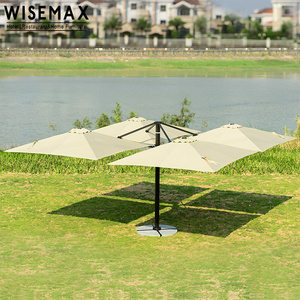 WISEMAX FURNITURE Nordic black aluminum frame outdoor umbrella 4 sunshade square pool bench hotel parasol with marble base