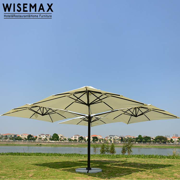 WISEMAX FURNITURE Nordic black aluminum frame outdoor umbrella 4 sunshade square pool bench hotel parasol with marble base