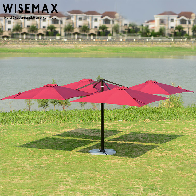 WISEMAX FURNITURE Nordic black aluminum frame outdoor umbrella 4 sunshade square pool bench hotel parasol with marble base