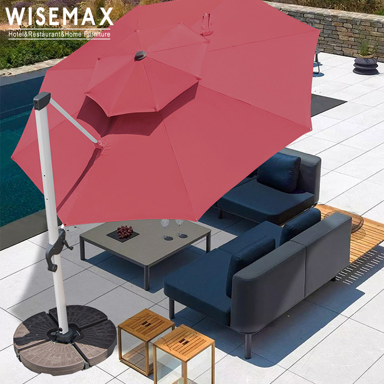 WISEMAX Modern Outdoor Furniture Waterproof Square Patio Umbrella with Aluminum Frame Big Size for Hotel Garden Parasol Base