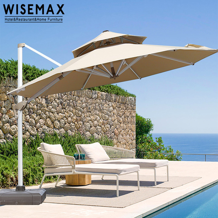 WISEMAX Modern Outdoor Furniture Waterproof Square Patio Umbrella with Aluminum Frame Big Size for Hotel Garden Parasol Base