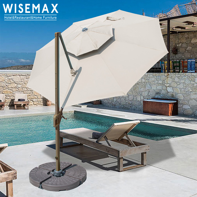 WISEMAX Modern Outdoor Furniture Waterproof Square Patio Umbrella with Aluminum Frame Big Size for Hotel Garden Parasol Base