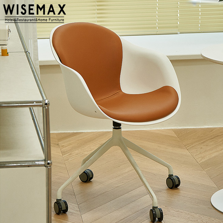 WISEMAX FURNITURE Nordic office furniture plastic leather office with armrest lifted swivel executive office chair wheel base