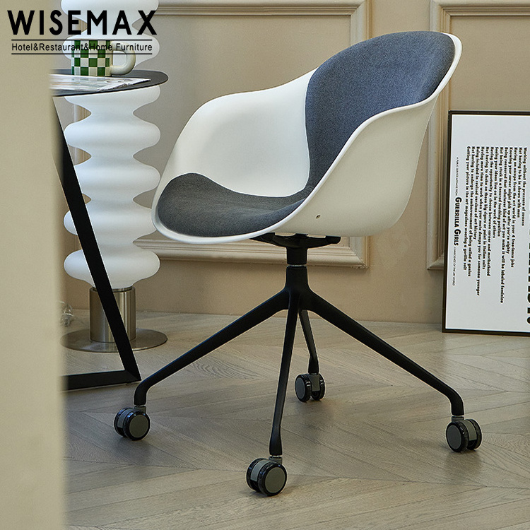 WISEMAX FURNITURE Nordic office furniture plastic leather office with armrest lifted swivel executive office chair wheel base