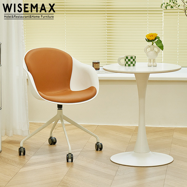 WISEMAX FURNITURE Nordic office furniture plastic leather office with armrest lifted swivel executive office chair wheel base