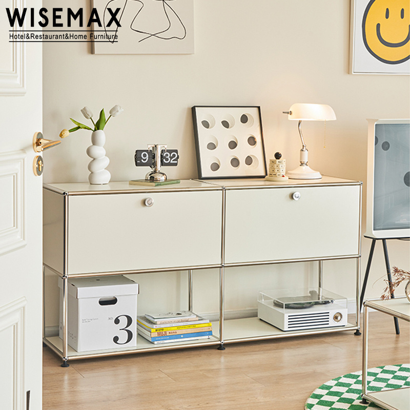 WISEMAX FURNITURE Nordic home metal stainless steel storage modular furniture cabinet for living room bedroom dining room