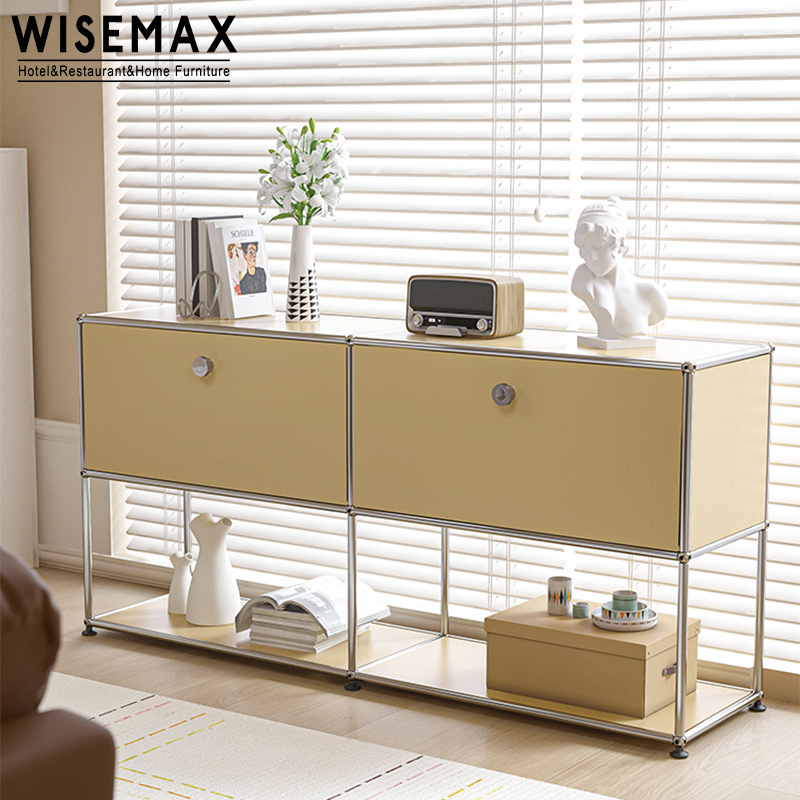 WISEMAX FURNITURE Nordic home metal stainless steel storage modular furniture cabinet for living room bedroom dining room