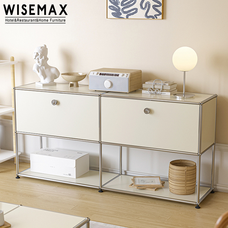 WISEMAX FURNITURE Nordic home metal stainless steel storage modular furniture cabinet for living room bedroom dining room