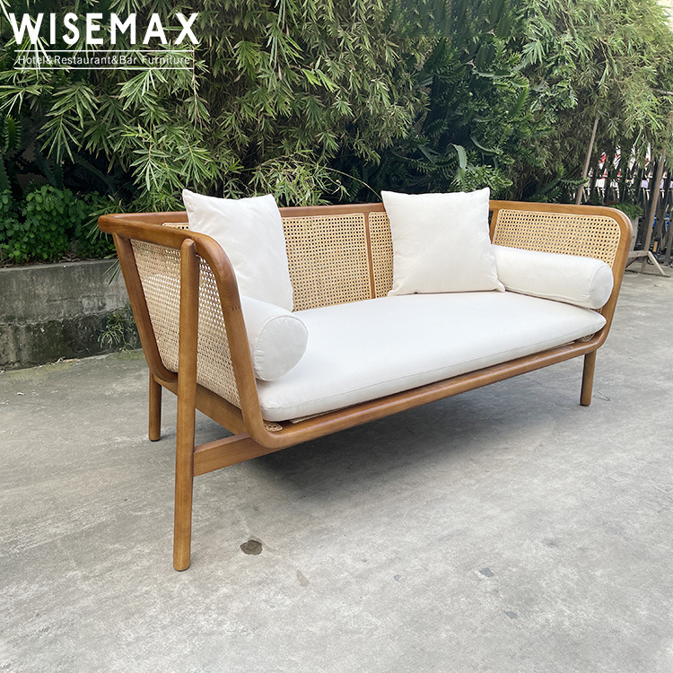 WISEMAX FURNITURE Modern Living Room Furniture Solid Wood Nature Rattan Armchair Chaise Lounge Chair