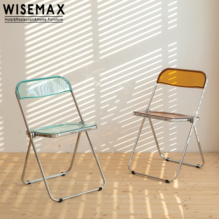 WISEMAX FURNITURE Wholesale cheap modern clear acrylic PC plastic folding dinning chairs for party wedding rental use