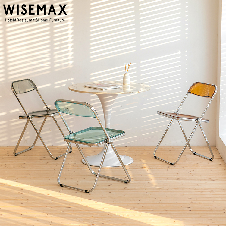 WISEMAX FURNITURE Wholesale cheap modern clear acrylic PC plastic folding dinning chairs for party wedding rental use