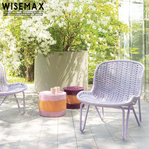 WISEMAX FURNITURE Nordic outdoor furniture L shape aluminum frame waterproof woven rope rattan lounge chair sofa for garden