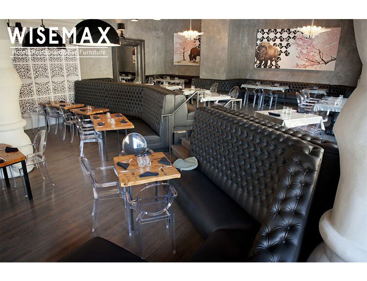 WISEMAX FURNITURE Modern Commercial Coffee Shop Restaurant Booth Sofa Customized Half Circle Botth Seating  And Tables Set