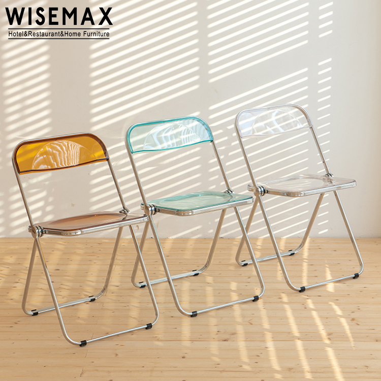 WISEMAX FURNITURE Wholesale cheap modern clear acrylic PC plastic folding dinning chairs for party wedding rental use